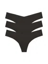 Commando Invisible Rib Thong 3-pack In Black