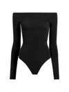 Commando Ballet Off-shoulder Microfiber Bodysuit In Black