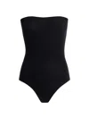 Commando Ballet Strapless Microfiber Thong Bodysuit In Black