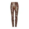 Commando Women's Brown  Faux Leather Control Smoothing Legging, Tawny Python Slg50 In Brown