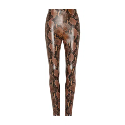 Commando Women's Brown  Faux Leather Control Smoothing Legging, Tawny Python