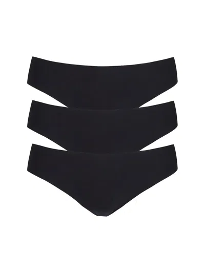 Commando Butter Mid-rise Thong 3-pack Gp201 In Black