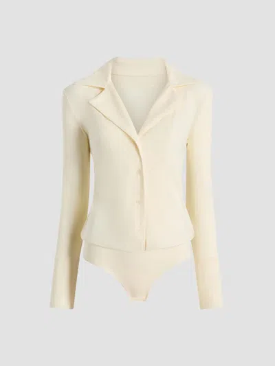 Commando Women's Button-down Blouse Bodysuit In White
