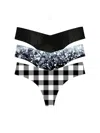 Commando Women's Classic 3-pack Raw-cut Thongs In Black