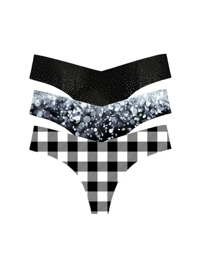 Commando Women's Classic 3-pack Raw-cut Thongs In Black