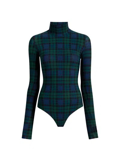 Commando Women's Classic Print Turtleneck Bodysuit In Tartan Plaid In Multi