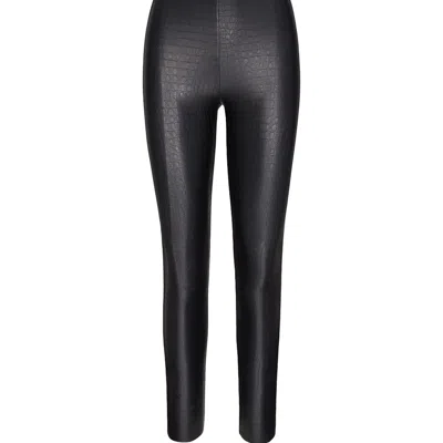 Commando Women's  Faux Leather Control Smoothing Animal Legging Black