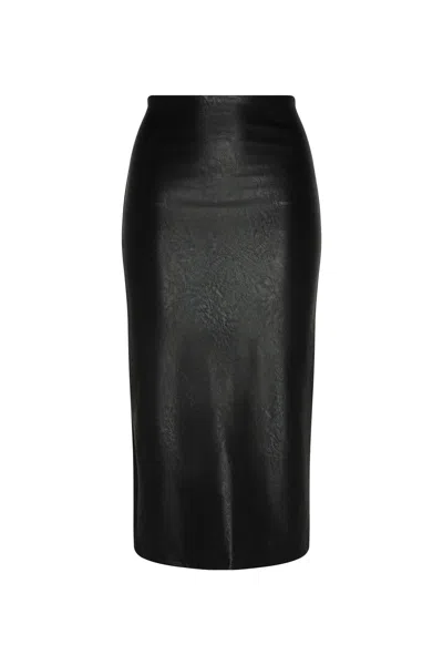 Commando Women's  Faux Leather Control Smoothing Midi Skirt, Black