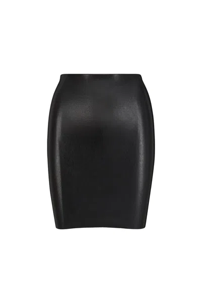 Commando Women's  Faux Leather Control Smoothing Mini Skirt, Black