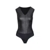 Commando Faux Leather V-neck Bodysuit In Black
