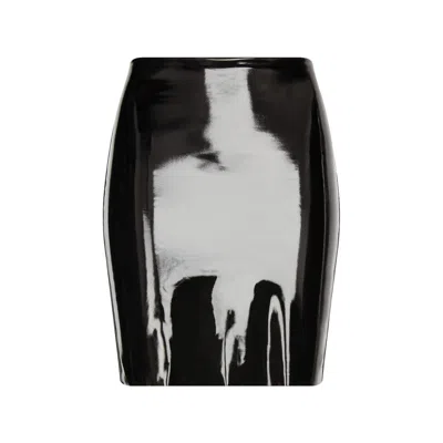Commando Women's  Faux Patent Leather Control Smoothing Mini Skirt, Black Sk09