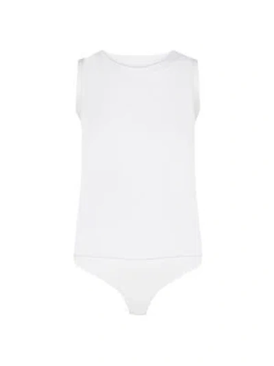 Commando Women's Essential Stretch-jersey Round-neck Bodysuit In White