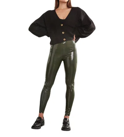 Commando Women's Faux Leather Legging In Olive In Green