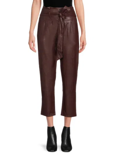Commando Women's Faux Leather Paperbag Pants In Oxblood