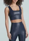 Commando Women's Faux Leather Squareneck Crop Top In Navy In Blue