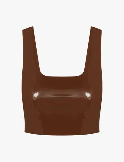 Commando Women's Faux Leather Squareneck Crop Top In Cocoa In Brown