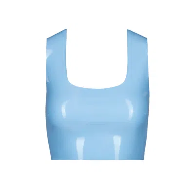 Commando Women's Faux Patent Leather Crop Top In Vintage Blue