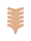 Commando Classic Solid Thong 5-pack In Nude