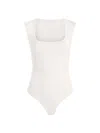 Commando Cap-sleeve Neoprene Thong Bodysuit In White