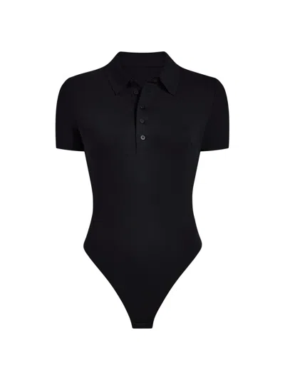 Commando Women's Neoprene Polo Bodysuit In Black