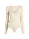 Commando Prima Ballet Deep V-neck Thong Bodysuit In White