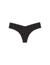 Commando Women's Printed Low Rise Tagless Thong Panty In Black & White Polka Dot In Multi