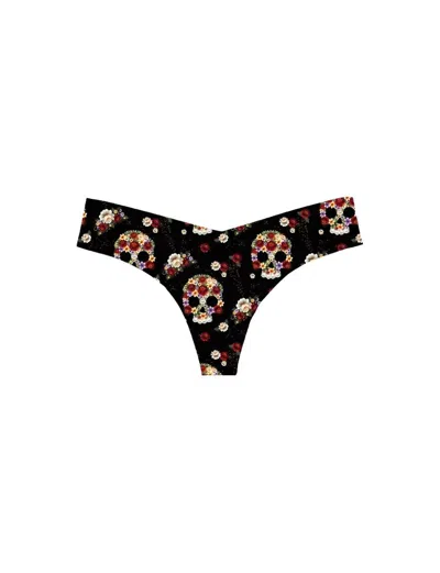 Commando Women's Printed Low Rise Thong In Bloom & Skull In Multi