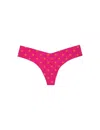 Commando Women's Printed Low Rise Thong In Button Shocking Pink In Multi