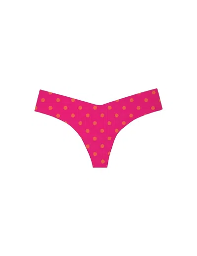 Commando Women's Printed Low Rise Thong In Button Shocking Pink In Multi