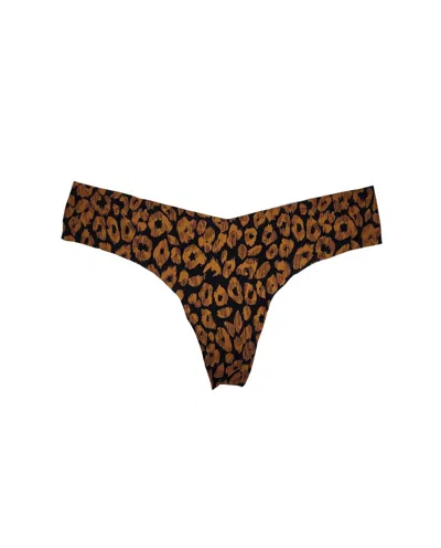 Commando Women's Printed Low Rise Thong In Honey Leopard In Multi
