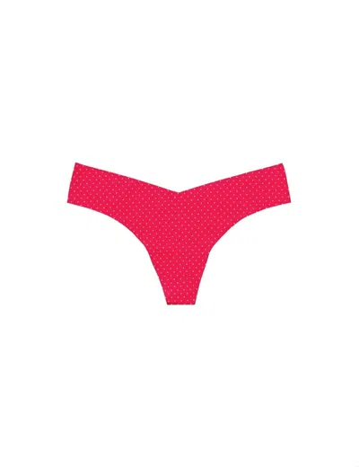 Commando Women's Printed Low Rise Thong In Pink Polka Dot In Multi