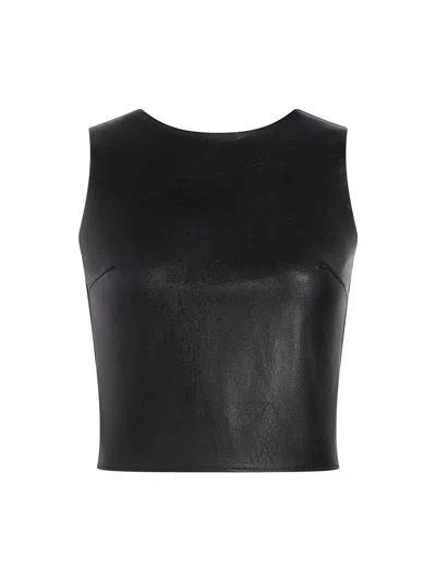 Commando Women's Stretch Faux Leather Shell Top In Black