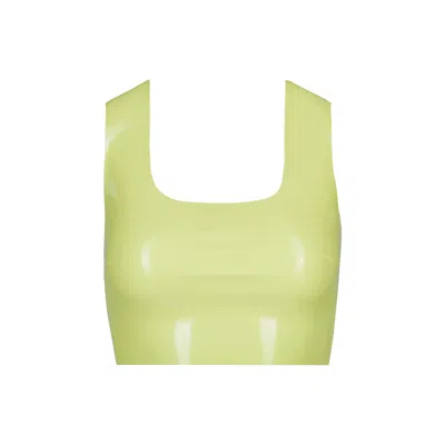 Commando Women's Yellow Faux Patent Leather Crop Top In Limeade
