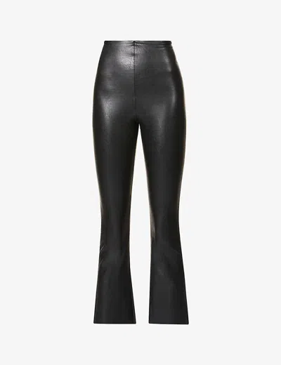 Commando Cropped Flared High-rise Faux-leather Trousers In Black