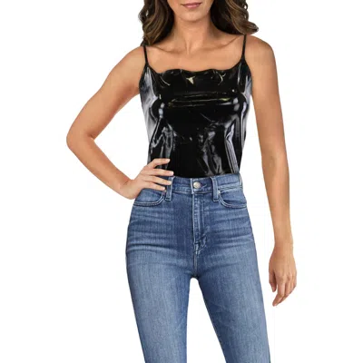 Commando Womens Faux Patent Leather Adjustable Straps Bodysuit In Black ...