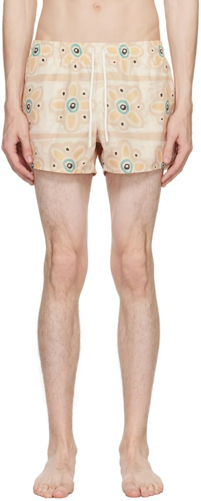 Commas Beige Floral Swim Shorts In Neutrals