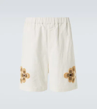 Commas Bestickte Shorts Aus Leinen Und Baumwolle In Weiss