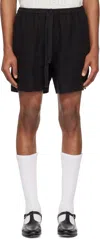 Commas Black Linen Lounge Shorts In Black