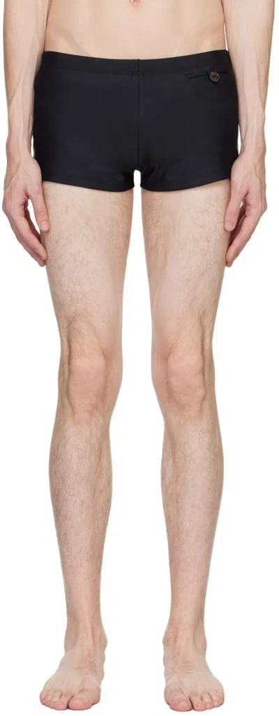Commas Black Pocket Swim Briefs
