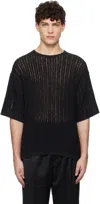 Commas Pointelle-knit T-shirt In Black