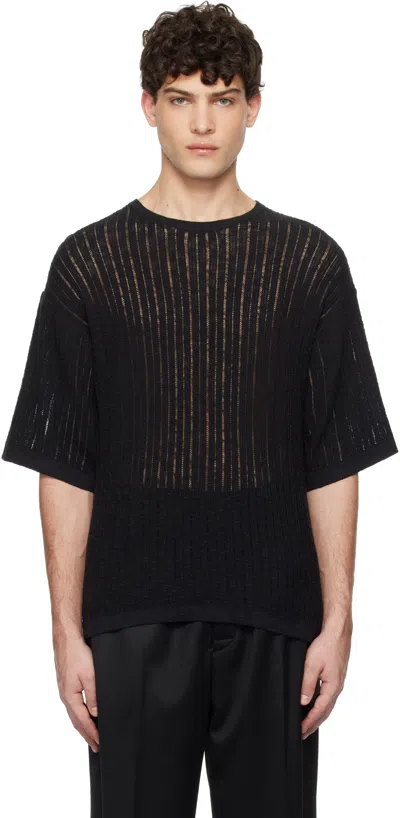 Commas Black Pointelle Knit T-shirt