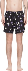 Commas Painted Polka Dot Swim Shorts In Black