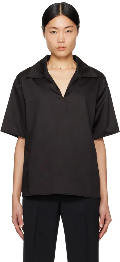 Commas Black Spread Collar Shirt