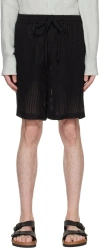 Commas Black Stripe Shorts In Sheer Stripe Black