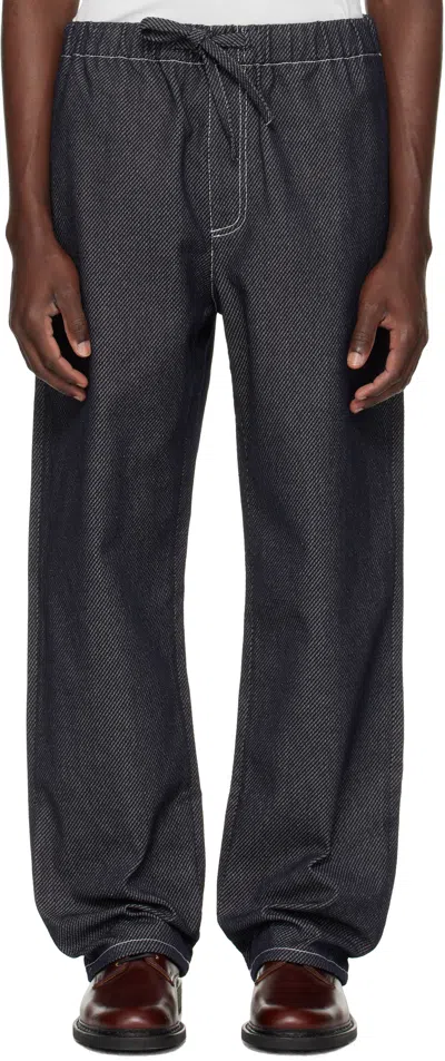 Commas Black Twill Denim Trousers In Blue