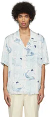 Commas Camp Jersey Shirt In Fresco Tile Blue