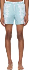 Commas Blue Paradise Floral Classic Swim Shorts In Light Blue