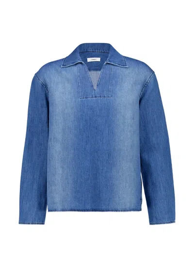 Commas Boxy Polo-collar Shirt In Blue