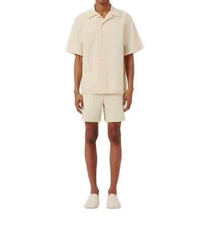 Commas Braided Camp Collar Shirt In Ivory In Gold
