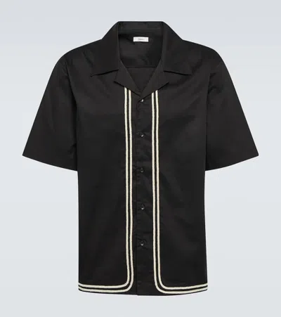 Commas Braided Cotton Shirt In Black